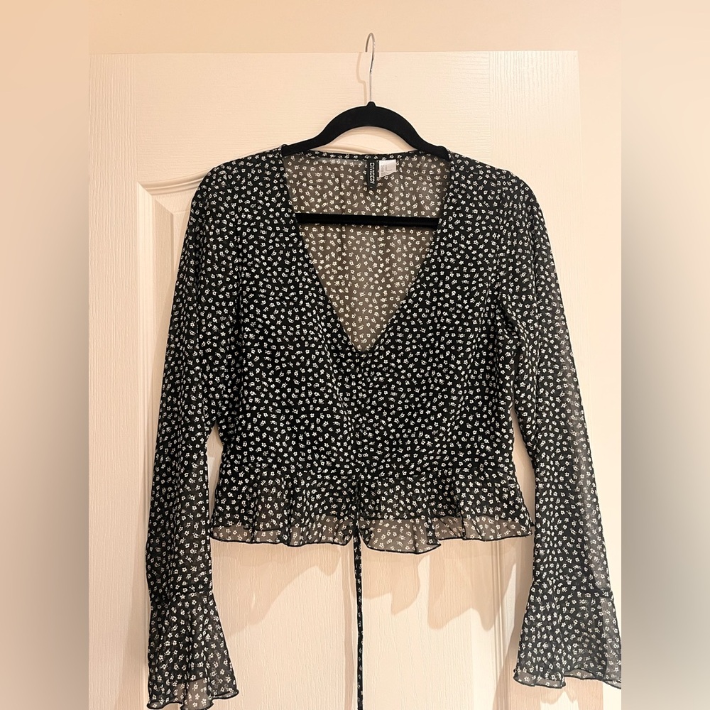 H&M Peplum Blouse with Flare Sleeves